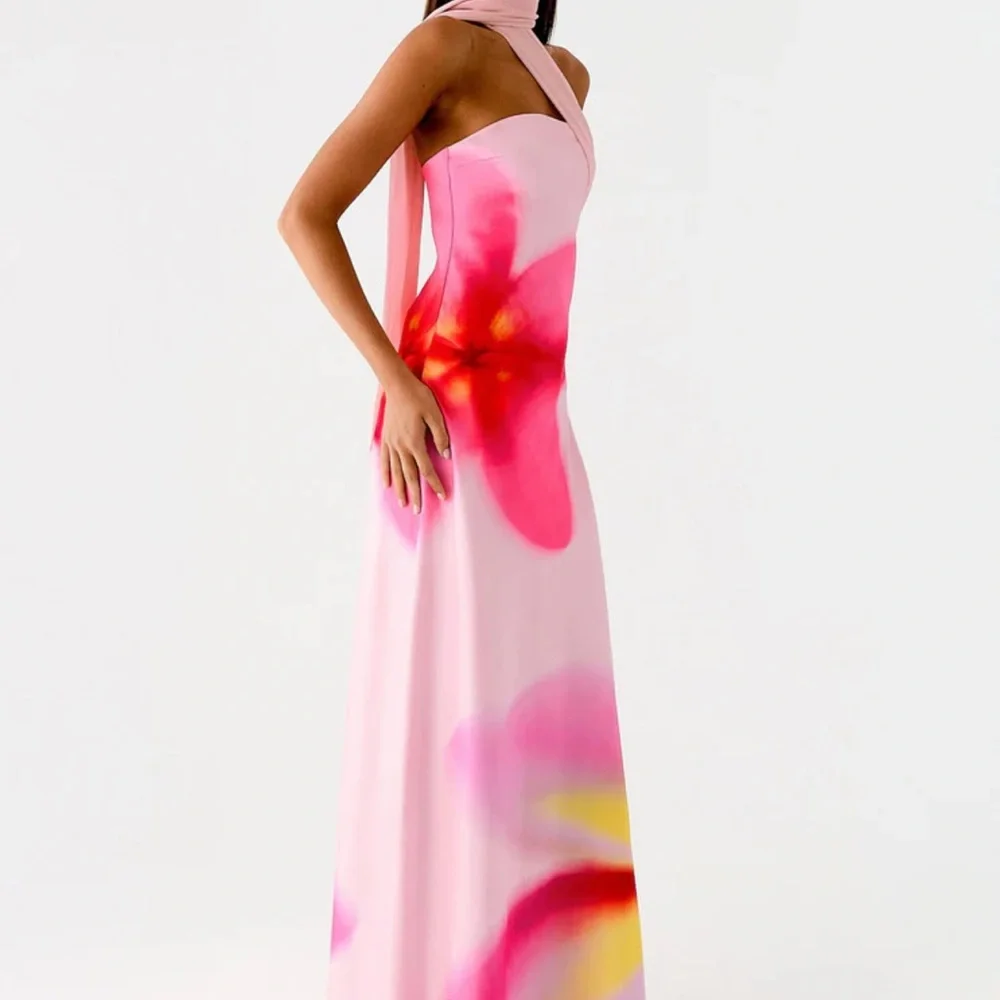 Pepper Mayo Isa Scarf Satin Maxi Dress - Frangipani Pink - Picture 2 of 6